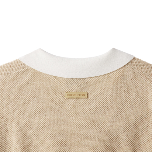 HALF SLEEVE COLOUR BLOCK COLLAR KNIT - BEIGE (P242MKT513)