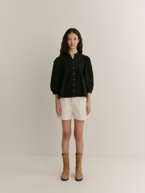 Velvet Header Denim Half Pants
