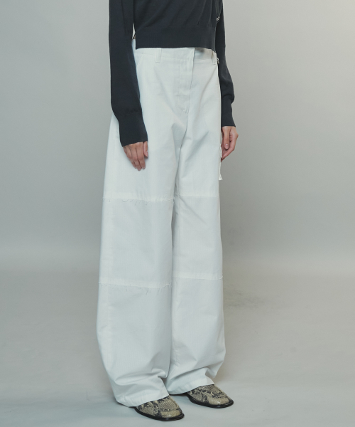 UTILITY COTTON CARGO PANTS - WHITE