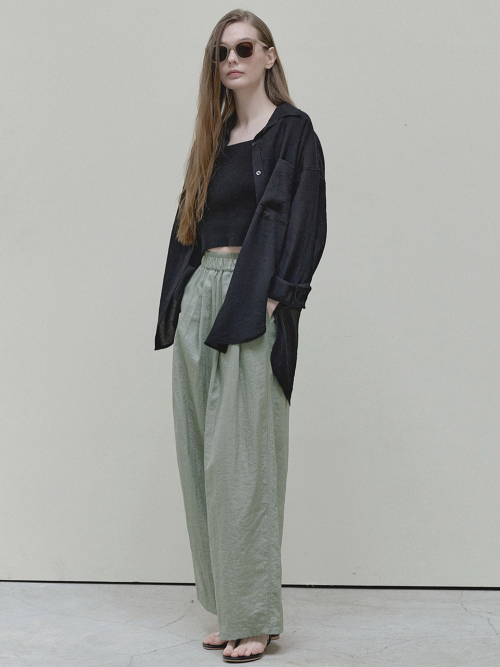 Summer Wide Banding Pants - khaki