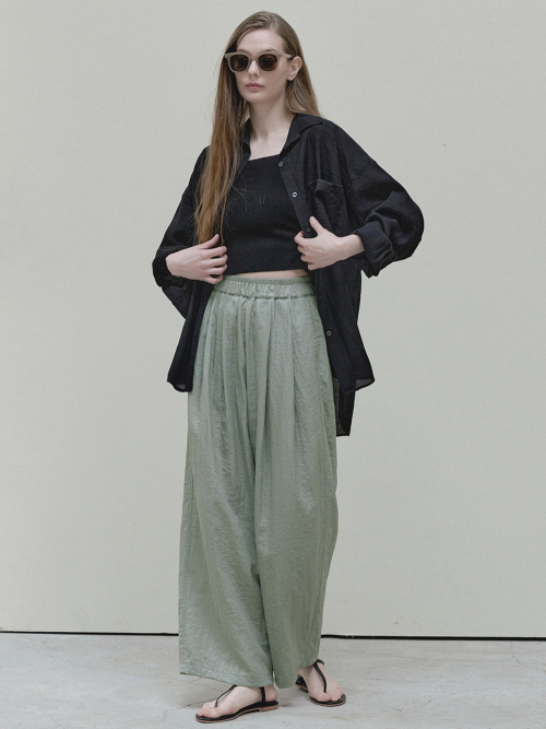 Summer Wide Banding Pants - khaki