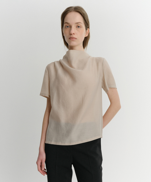 COWL NECK BLOUSE (BEIGE)