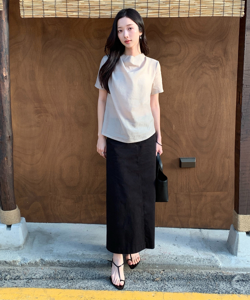 COWL NECK BLOUSE (BEIGE)
