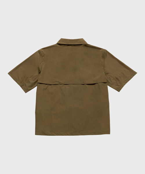 Рубашка с короткими рукавами и сетчатой нашивкой Life BEIGE (мужская)