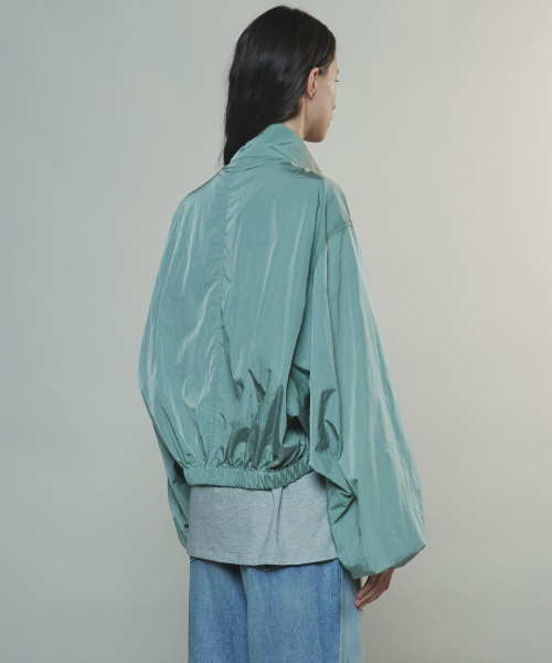 NYLON GLOSSY WIND JUMPER - GREEN