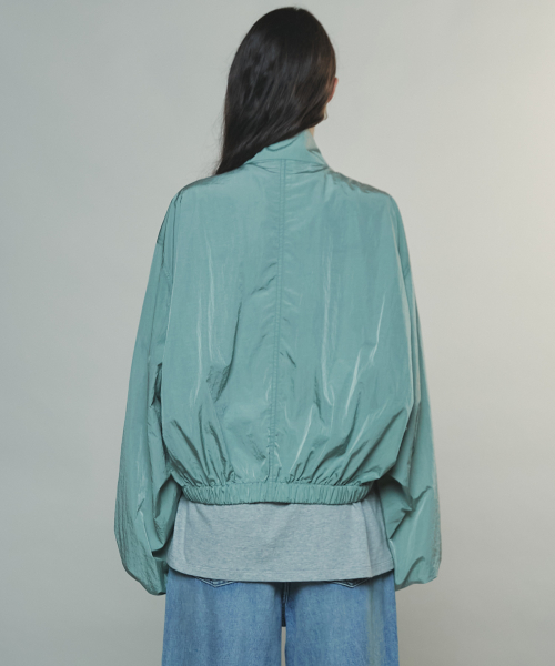NYLON GLOSSY WIND JUMPER - GREEN
