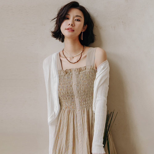 LS_Wrinkle white cardigan