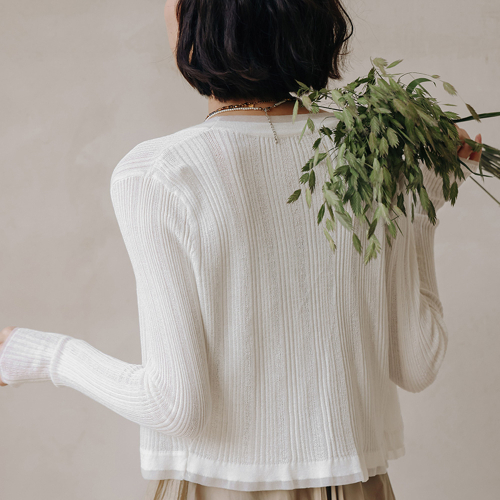 LS_Wrinkle white cardigan