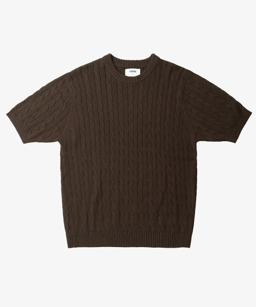 Классический круглый джемпер в косичку (BROWN)