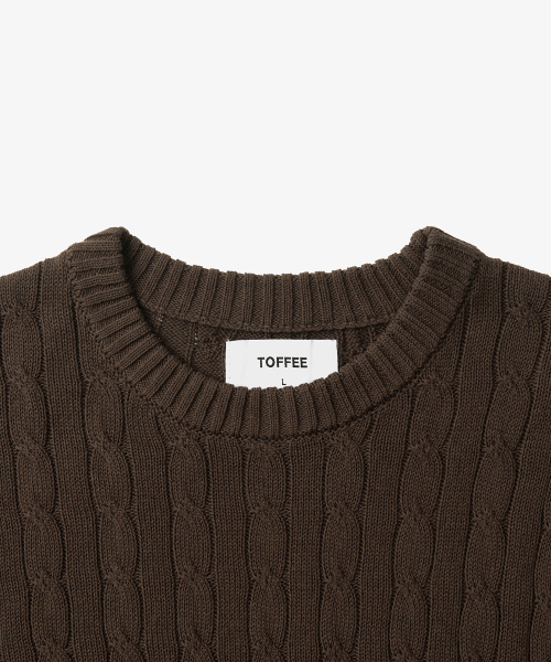 Классический круглый джемпер в косичку (BROWN)