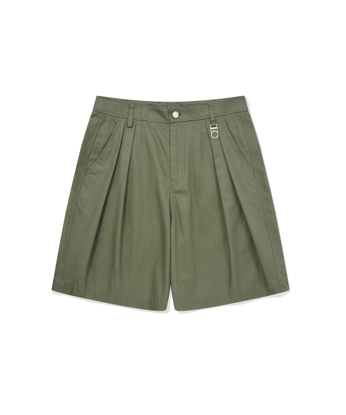 Cotton Bermuda Pleated Pants (OLIVE)