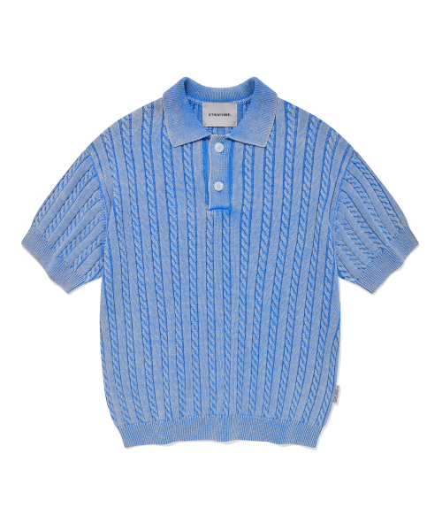 Washed Cable Sweater (POWDER BLUE)