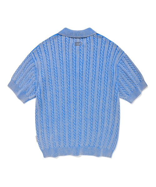 Washed Cable Sweater (POWDER BLUE)