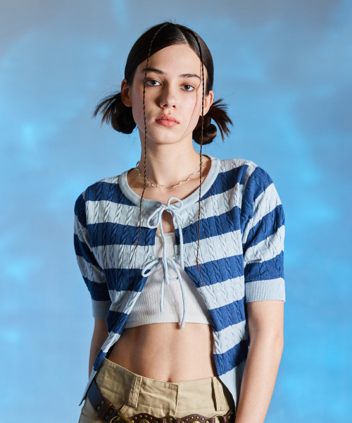 L10 RIBBON CARDIGAN(SKY BLUE)