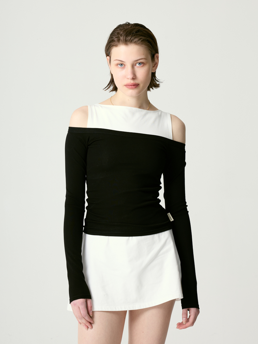 ★2024SS新作★glowny★GIRLFRIEND OFF SHOULDER TOP MUSINSA | GLOWNY GIRLFRIEND OFF SHOULDER TOP (BLACK)