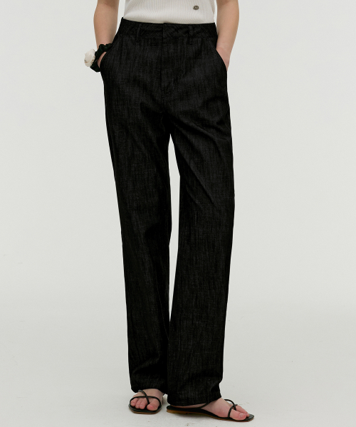 Прямые джинсы под лен Black MDPT058BLACK