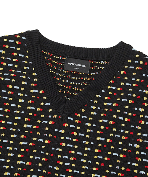 BEADS KNITTED VEST (BLACK)