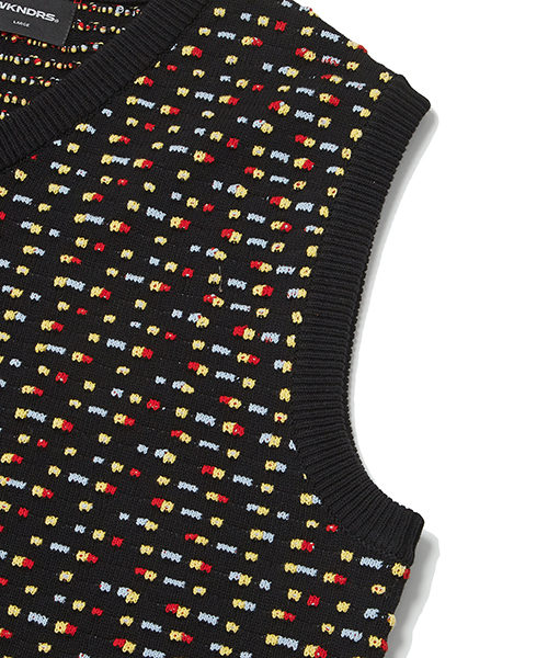BEADS KNITTED VEST (BLACK)