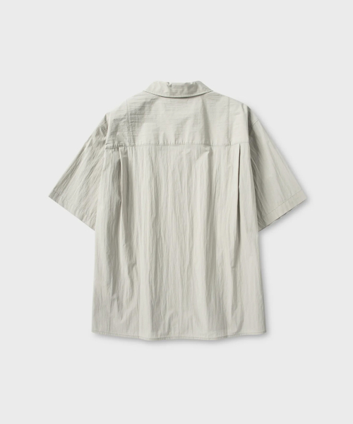 Рубашка с коротким рукавом и эффектом жатки_LIGHT BEIGE