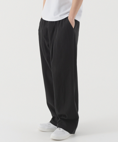 Свободные льняные брюки с одной складкой (Black)