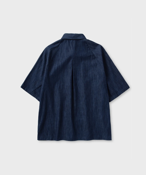 RAGLAN DENIM HALF SLEEVE SHIRT Ⅱ_INDIGO