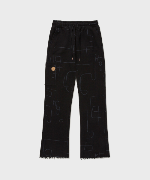 (M) Махровые брюки с принтом Novelty, Black