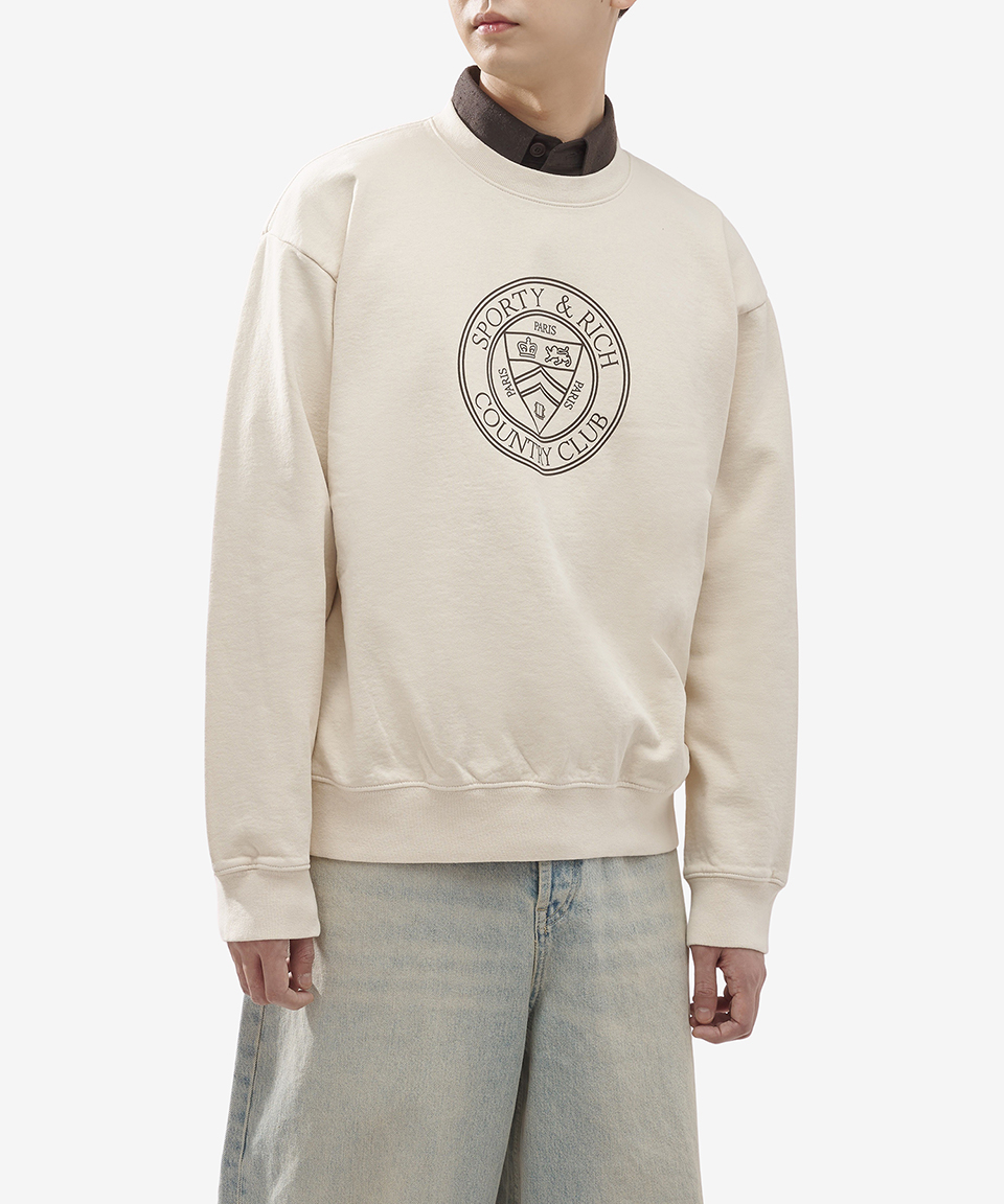 スウェット・トレーナー Sporty & Rich Connecticut Crest Man to Man Cream CRAW2313CR MUSINSA | SPORTY&RICH Connecticut Crest Man to Man - Cream