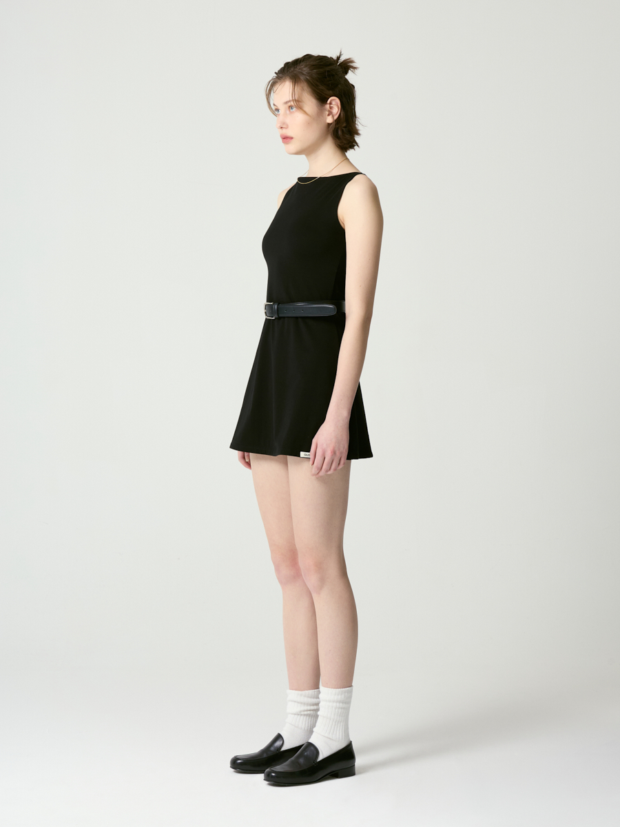 MUSINSA公式 | GLOWNY GIRLFRIEND SLEEVELESS MINI DRESS (BLACK)