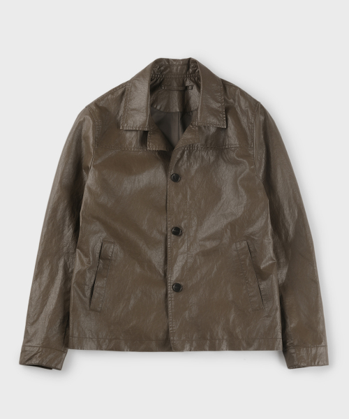 Кожаная куртка на пуговицах Khaki