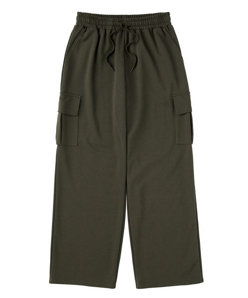 Широкие спортивные штаны карго с защипом в цвете KHAKI