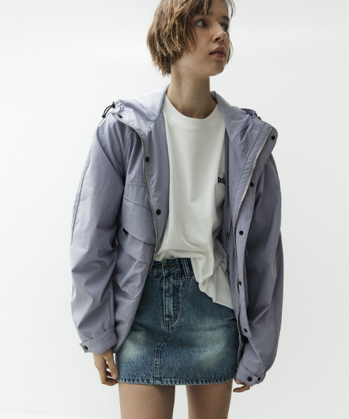 Нейлоновая куртка оверсайз с высоким горлом Hunter 5503 Grayish Purple