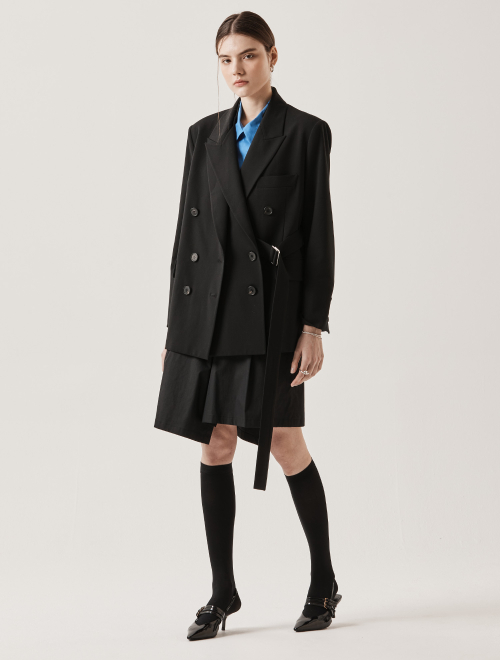 Жакет с поясом и лацканами Black + Black Collar