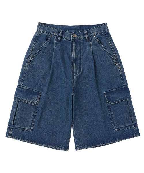 Джинсовые карго-шорты бермуды - Medium Blue