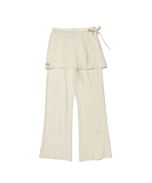 MUSINSA | PIPPET 2-Way Layered Skirt Pants (ivory) 