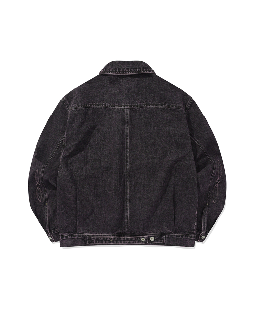 Bleach dyeing trucker jacket / Vintage purple