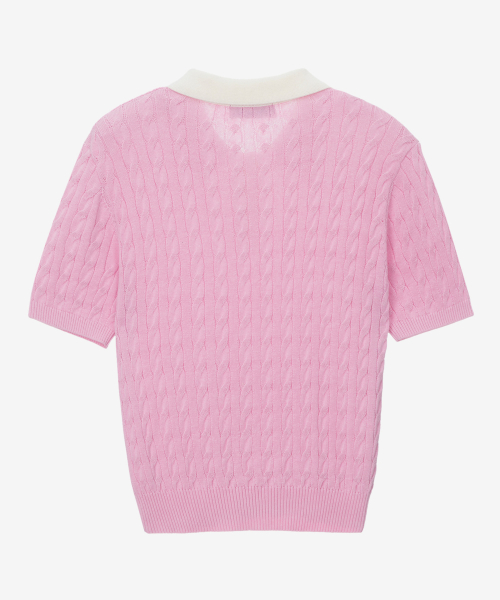 Трикотажное поло с косами и контрастным воротником, 3 colors