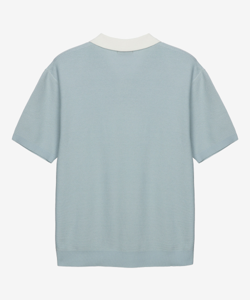 Collar Coloring Short Sleeve Knitwear - 2 color MYKT3101