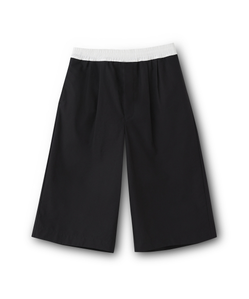 Широкие капри UNISEX с колорблоком на поясе [Black]