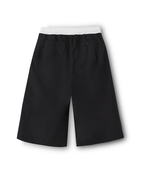 Широкие капри UNISEX с колорблоком на поясе [Black]