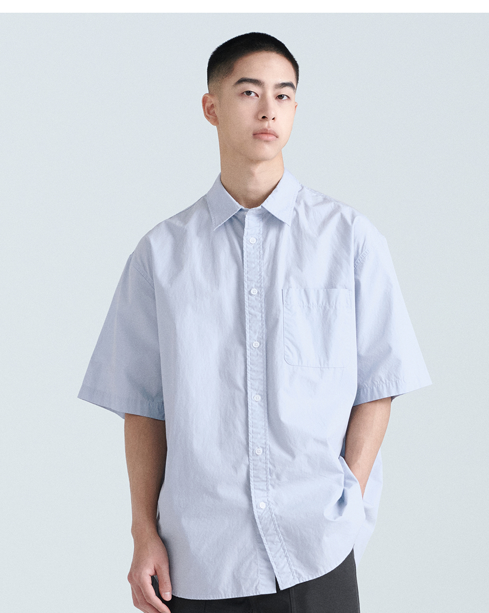 ★MUSINSA STANDARD★ Relaxed soft poplin shirt sky blue MMES MUSINSA | MUSINSA STANDARD Relaxed Soft Poplin Shirt [Sky Blue]