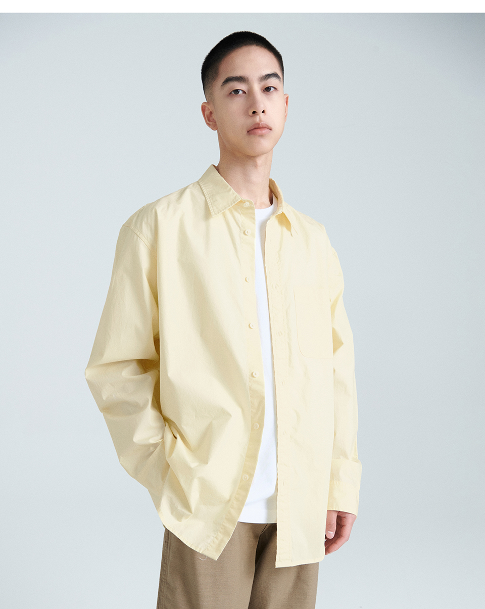 MUSINSA | MUSINSA STANDARD Relaxed Washed Poplin Shirt [Lemon]