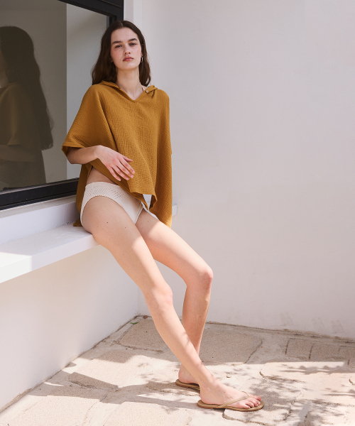 BEACH HOOD CAPE_mustard (women)