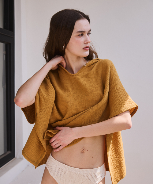 BEACH HOOD CAPE_mustard (women)