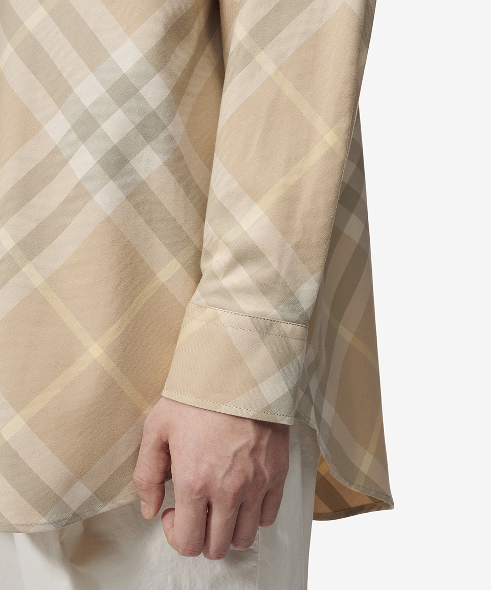 MUSINSA | BURBERRY Check Cotton Overfit Shirt - Flax / 8082194