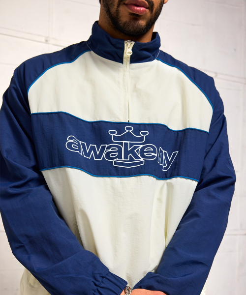 (M) Нейлоновая анорак-ветровка на молнии NYLON QUARTER ZIP OFF WHITE