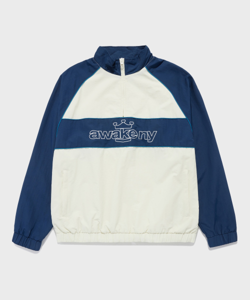 (M) Нейлоновая анорак-ветровка на молнии NYLON QUARTER ZIP OFF WHITE