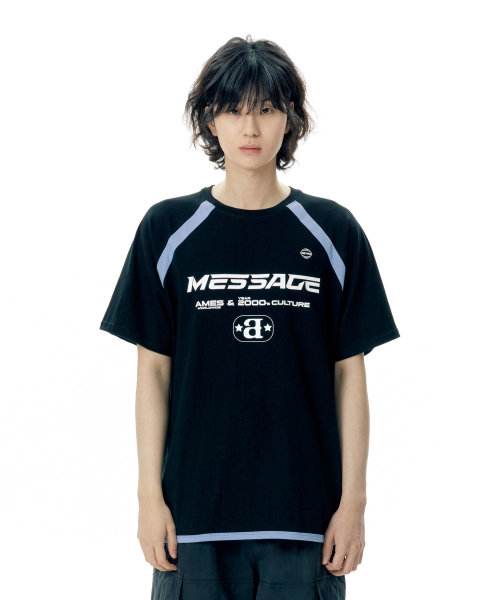 MESSAGE LOGO RAGLAN TEE BLACK