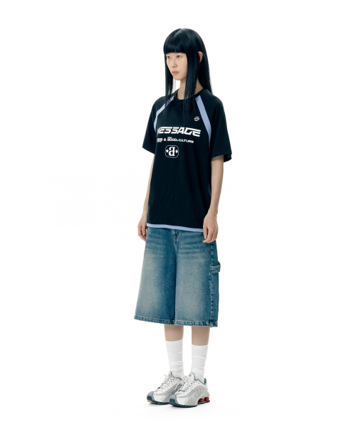MESSAGE LOGO RAGLAN TEE BLACK