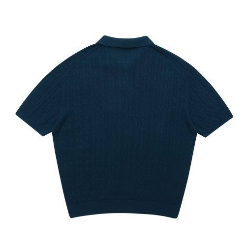 Хлопковый трикотажный поло в косичку [Blue]