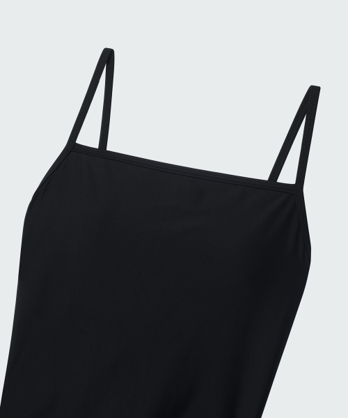 WOMENS BACK STRING ONEPIECE SWIMSUIT [BLACK]